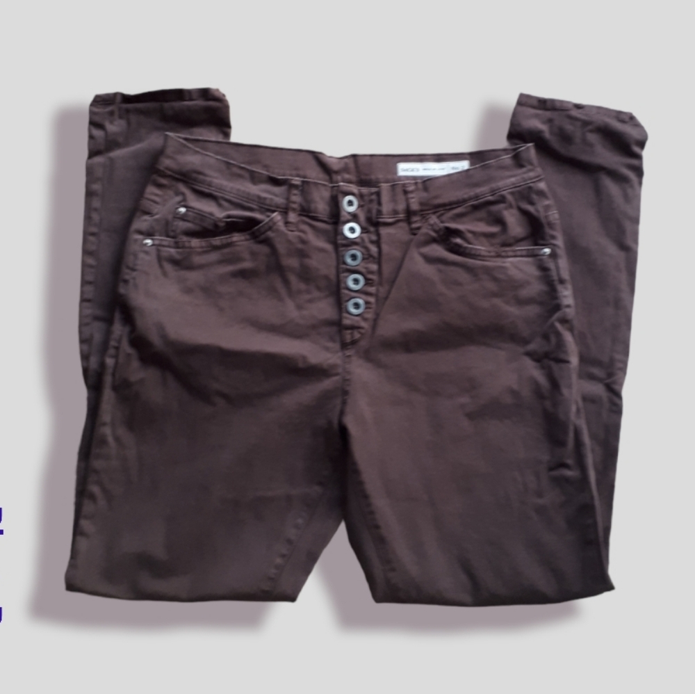 Saks brown krinkled pants